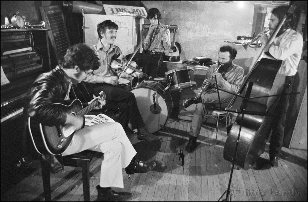 559 – The Band in the basement of Rick Danko’s Chestnut Hill Road home, Woodstock, NY, 1969 - Elliott Landy