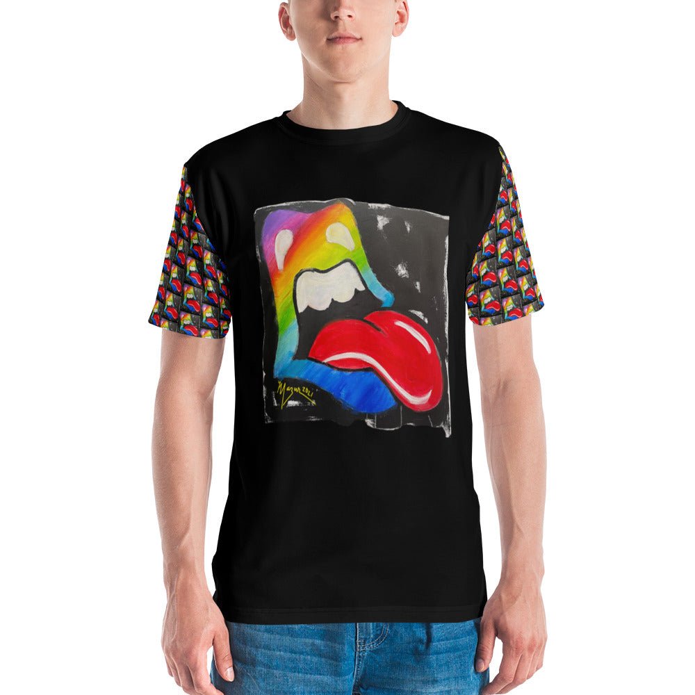 Rainbow Mouth & Tongue Men's T-Shirt by Ruby Mazur - Retroactv Merch Inc.