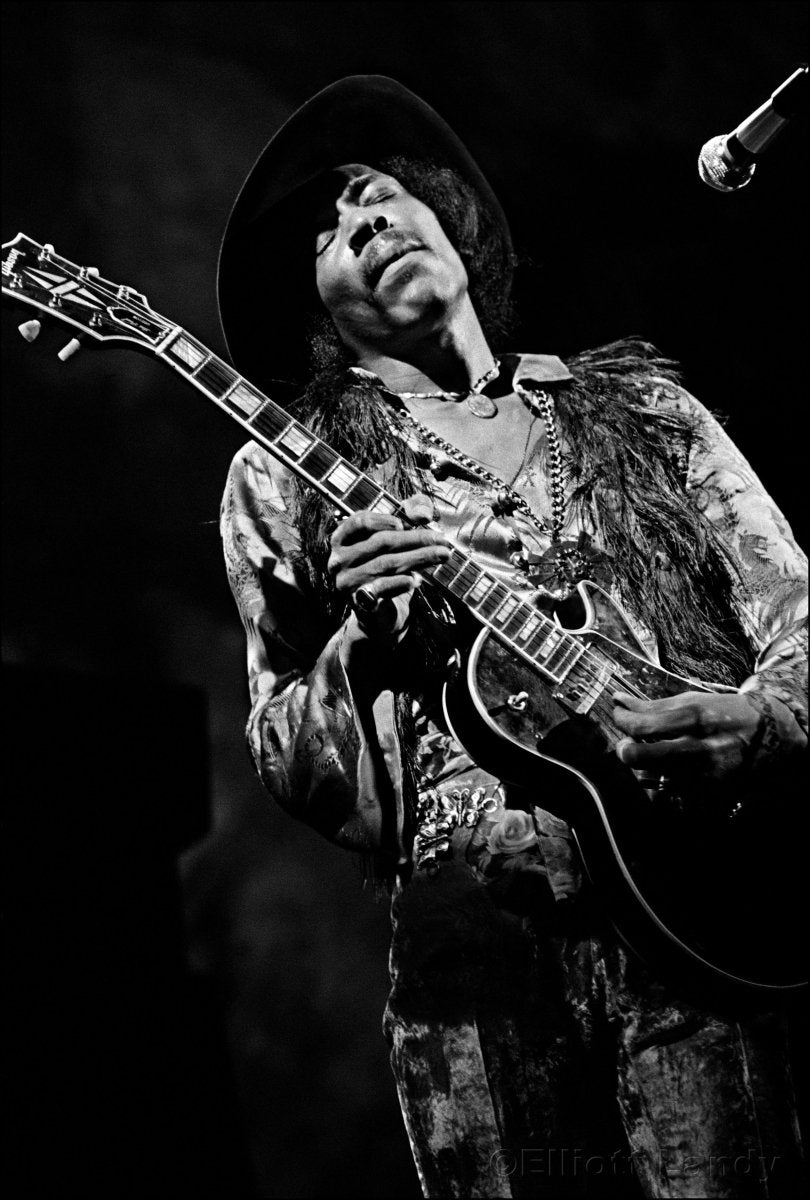 205 – Jimi Hendrix, playing Gibson Les Paul, The Fillmore East, NYC, 1968 - Elliott Landy - Retroactv Merch Inc.