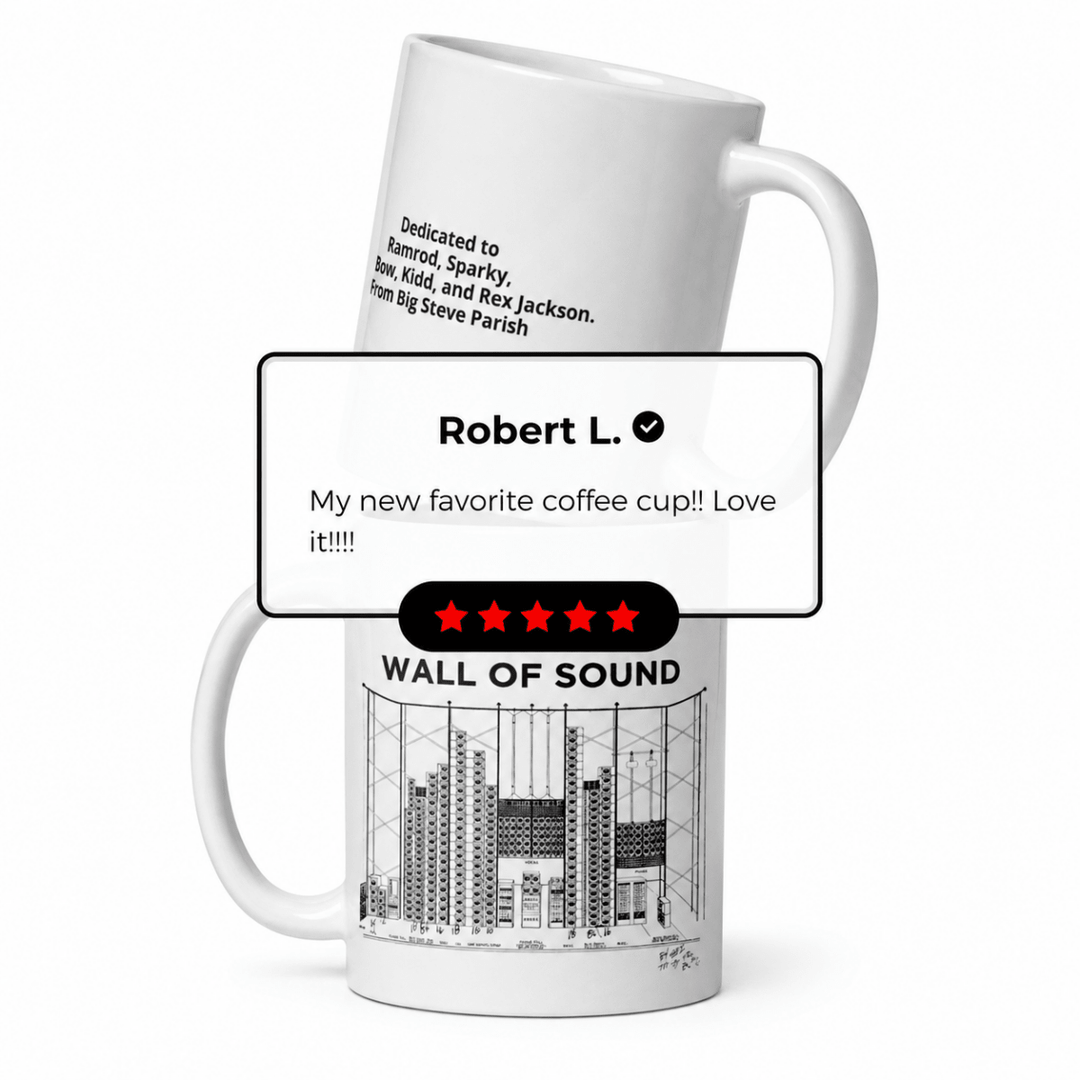 Big Steve Wall of Sound White glossy mug - Retroactv Merch Inc.