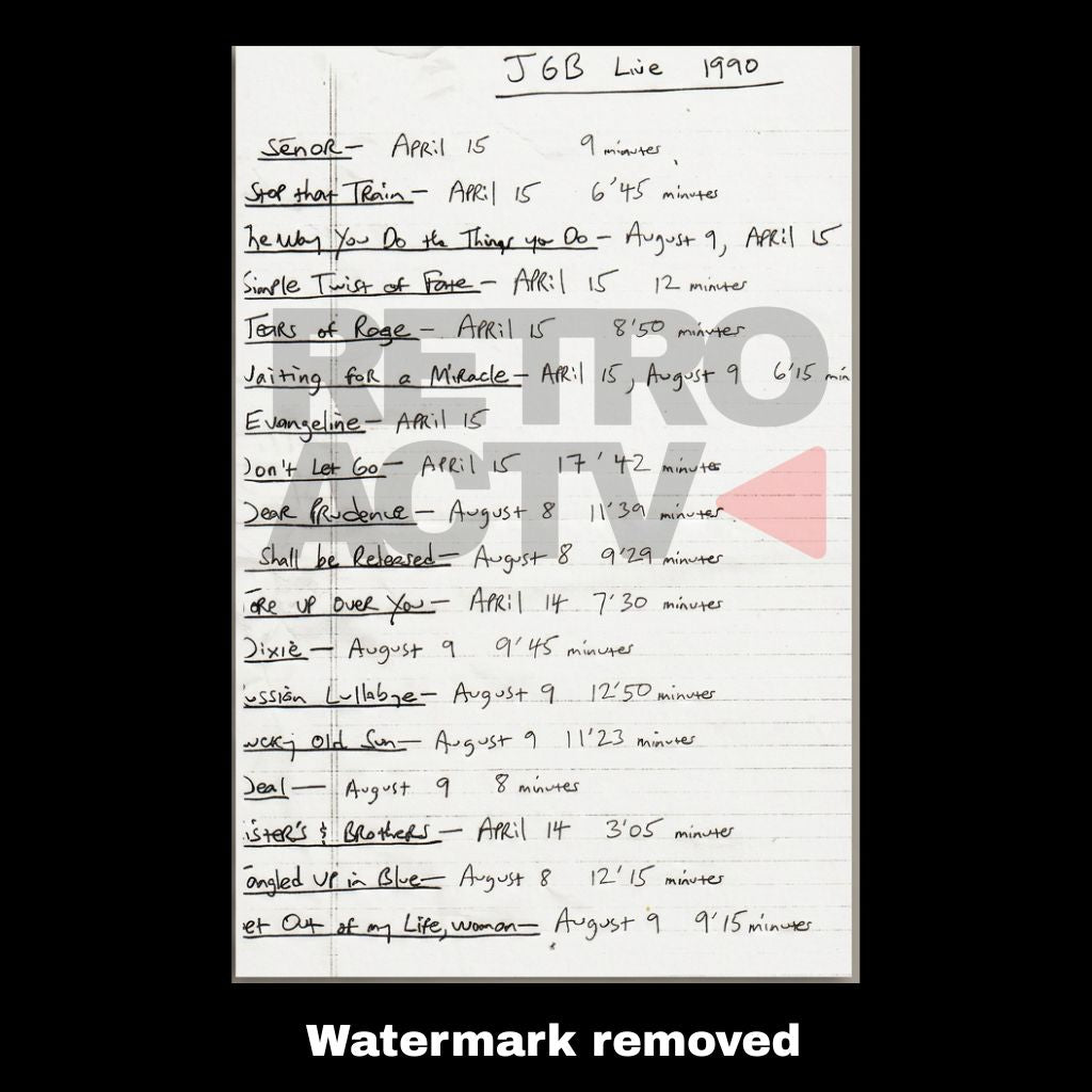 Jerry Garcia Band Recording Session Post Cards (7) - Retroactv Merch Inc.