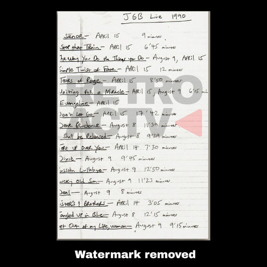 Jerry Garcia Band Recording Session Post Cards (7) - Retroactv Merch Inc.