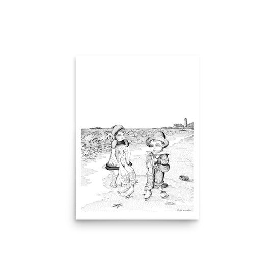 Dick Boak Children On The Beach Poster - Retroactv Merch Inc.