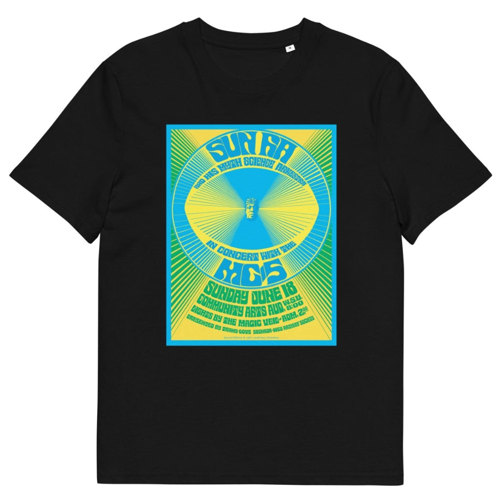 “Sun Ra” by Gary Grimshaw Unisex organic cotton t-shirt - Black - Retroactv Merch Inc.