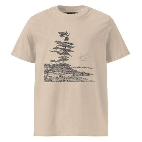Dick Boak "The West Wind Bends the Pine" Unisex organic cotton t-shirt - Light - Retroactv Merch Inc.