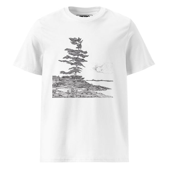 Dick Boak "The West Wind Bends the Pine" Unisex organic cotton t-shirt - Light - Retroactv Merch Inc.
